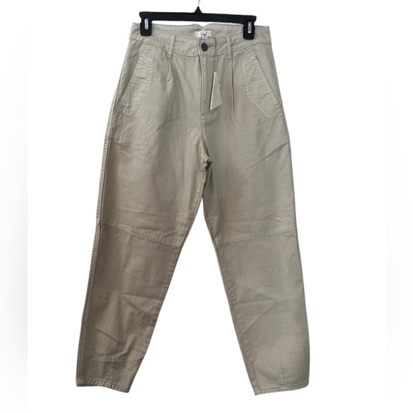 Easel Women’s Small Beige Utility Carpenter Pants 100% Cotton High Waist - Picture 1 of 13